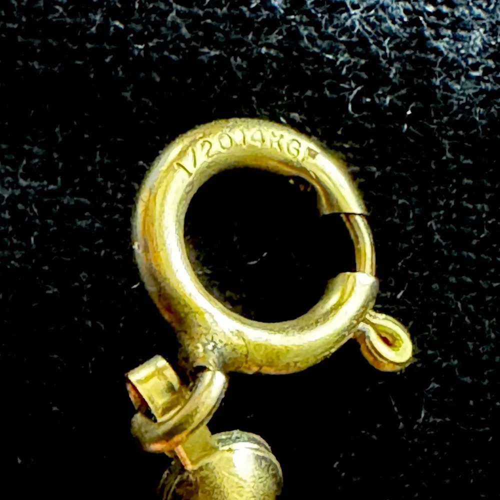 Vintage Green Pendant Necklace w/ Seed Bead Chain w/14K Gold Filled Clasps - Picture 5 of 7